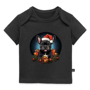 Bouledogue français de Noël - T-shirt Premium bébé bio - noir - Devant