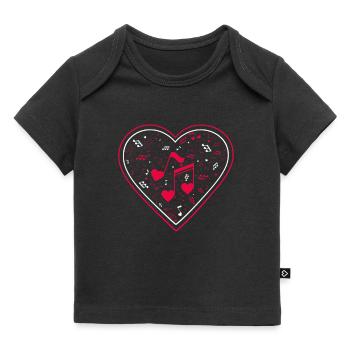 Cute Heart Shape Musiknoten Musikliebhaber - Baby Premium Organic T-Shirt - Schwarz - Vorne
