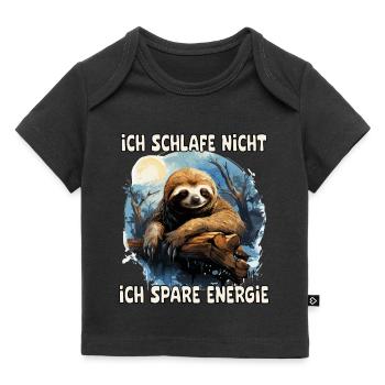 Je ne dors pas, j’économise de l’énergie, paresseux - T-shirt Premium bébé bio - noir - Devant