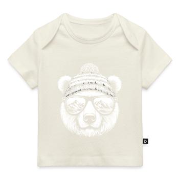 Drôle D’ours Avec Casquette De Ski Snowboard Neige Hiver - T-shirt Premium bébé bio - marine foncé - Devant