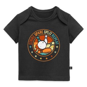 Bowling Oberteil - Strike Spare Split Repeat - Baby Premium Organic T-Shirt - Schwarz - Vorne