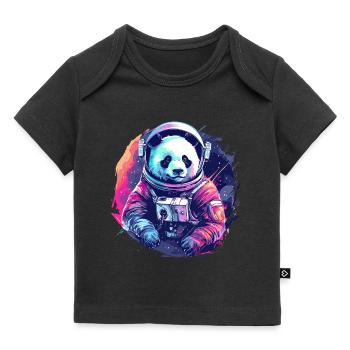 Panda Astronaut - Bamboo Rocket Adventures - Baby Premium Organic T-Shirt - Schwarz - Vorne