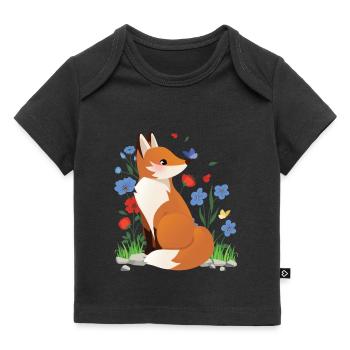 Fuchs Cottagecore Naturecore Kinder - Baby Premium Organic T-Shirt - Schwarz - Vorne