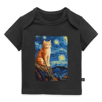Cat Starry Night - Baby Premium Organic T-shirt - black - Front
