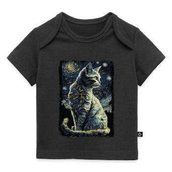 Cat Starry Night - Baby Premium Organic T-shirt - black - Front