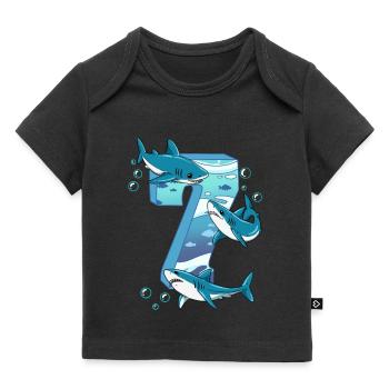 7. Geburtstag Hai - Baby Premium Organic T-Shirt - Schwarz - Vorne