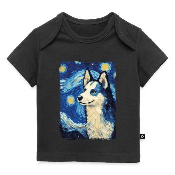 Husky Starry Night - Baby Premium Organic T-shirt - black - Front
