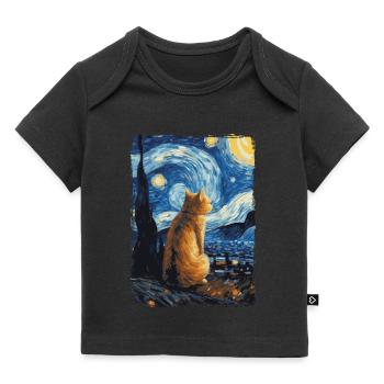 Cat Starry Night - Baby Premium Organic T-shirt - black - Front