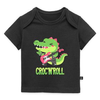 Rocker-Krokodil - Wortwitz - Baby Premium Organic T-Shirt - Schwarz - Vorne