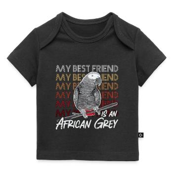 Gris africain Mon meilleur ami est ornithologue - T-shirt Premium bébé bio - noir - Devant