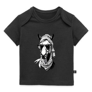Mama Pferd Stilvolle Pferdeliebe Design - Baby Premium Organic T-Shirt - Schwarz - Vorne