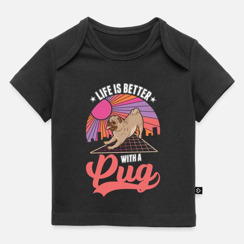 La vie est meilleure avec un carlin - T-shirt Premium bébé bio - noir