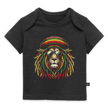 Lion jamaïcain Reggae Root Lion Judah Rasta - T-shirt Premium bébé bio - noir - Devant