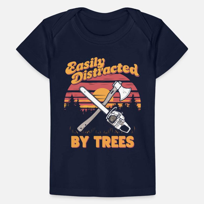 Facilement distrait par les arbres Conception forestière rustique T-shirt Premium bébé bio