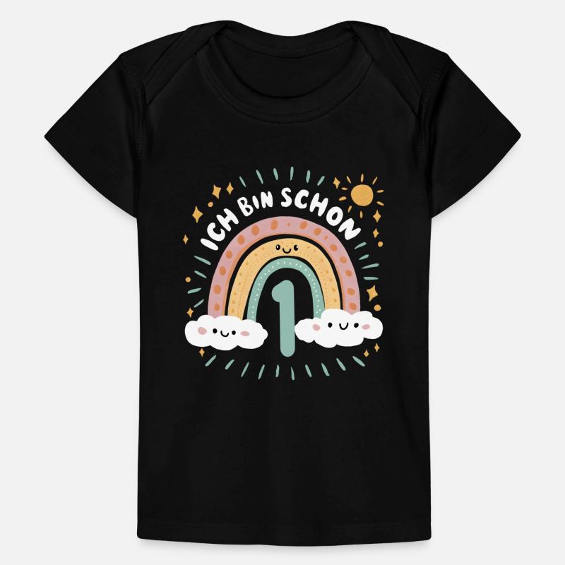 Maglietta 1° Compleanno Rainbow Cloud T-shirt Premium neonato bio