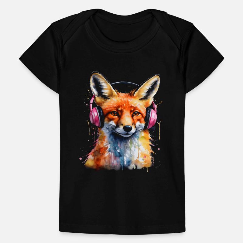 Fuchs Kopfhörer Musik Bunt Tier Design Print Baby Premium Organic T-Shirt