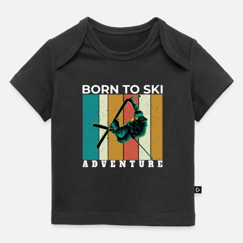 Design de ski rétro Design de ski rétro - T-shirt Premium bébé bio - noir