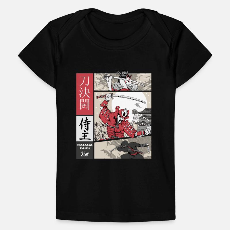 samurai vs ninja Katana vs sword on Comic Style Baby Premium Organic T-Shirt