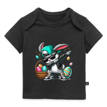 Stylish bunny with Easter basket - Baby Premium Organic T-shirt - black - Front