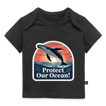 BALEINES, PROTÉGEZ NOTRE OCÉAN - T-shirt Premium bébé bio - noir - Devant