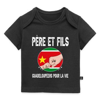 père et fils papa guadeloupéen guadeloupe - T-shirt Premium bébé bio - noir - Devant