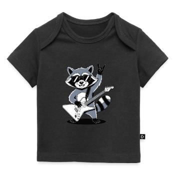 Rock Raccoon – with Guitar & Rock Style - Baby Premium Organic T-shirt - black - Front