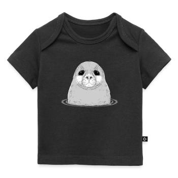 eine süße Baby Robbe im Wasser - Baby Premium Organic T-Shirt - Schwarz - Vorne