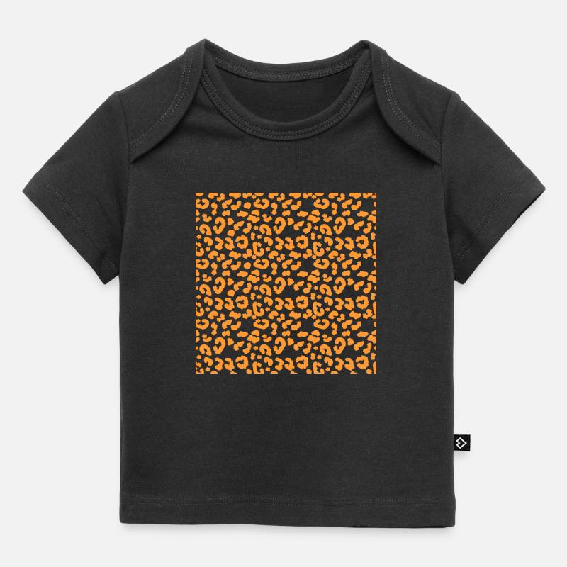 Leopard Pattern Pattern in Orange on Black - Baby Premium Organic T-shirt - black