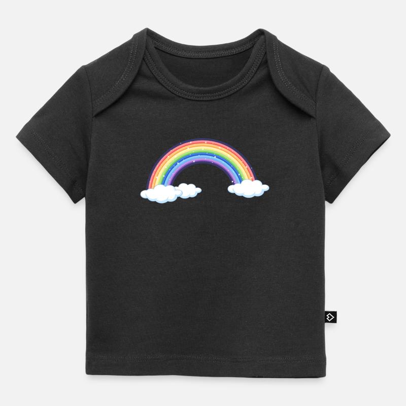Arc-en-ciel vibrant sur les nuages - T-shirt Premium bébé bio - noir