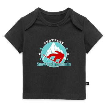 Berg- und Alpinski-Illustration - Baby Premium Organic T-Shirt - Schwarz - Vorne