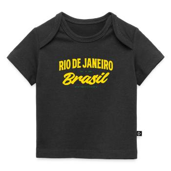 Rio de Janeiro Brésil Lettrage jaune - T-shirt Premium bébé bio - noir - Devant