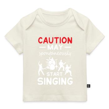 Caution May Start Singing - Baby Premium Organic T-Shirt - Dunkelnavy - Vorne