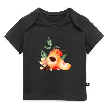 Pfirsichhälfte,Pfirsiche,Pfirsich,-blüten und keil - Baby Premium Organic T-Shirt - Schwarz - Vorne