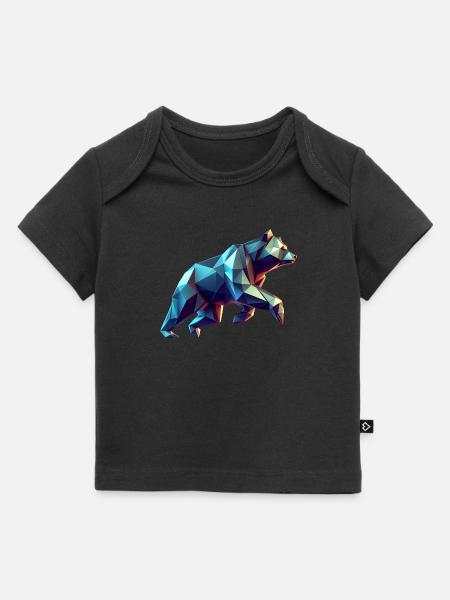 Geometrischer 3D-Origami-Bär - Baby Premium Organic T-Shirt - Schwarz