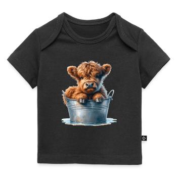 Highland Calf Cuteness - Baby Hochlandrind - Baby Premium Organic T-Shirt - Schwarz - Vorne