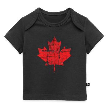 Rustic Wooden Maple Leaf - Baby Premium Organic T-shirt - black - Front