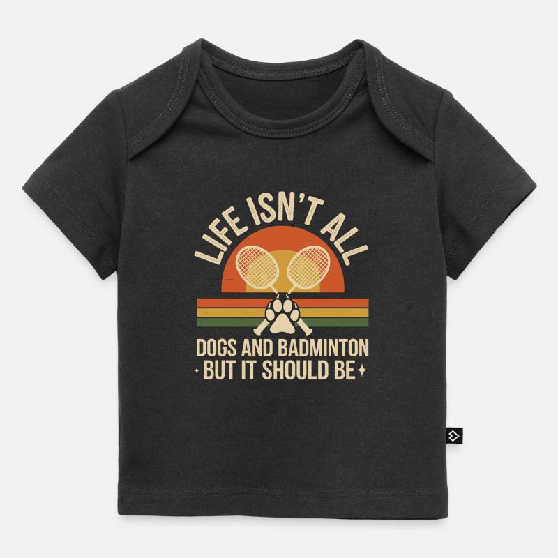 Design rétro chien et badminton - T-shirt Premium bébé bio - noir