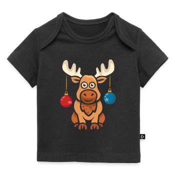 Christmas cartoon moose - Baby Premium Organic T-shirt - black - Front