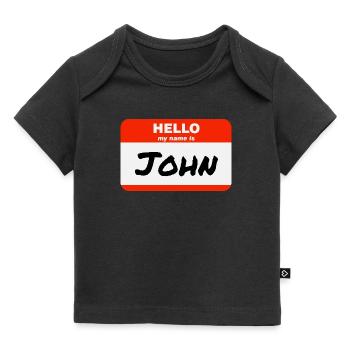Bonjour, je m’appelle John Étiquette Étiquette Étiquette - T-shirt Premium bébé bio - noir - Devant