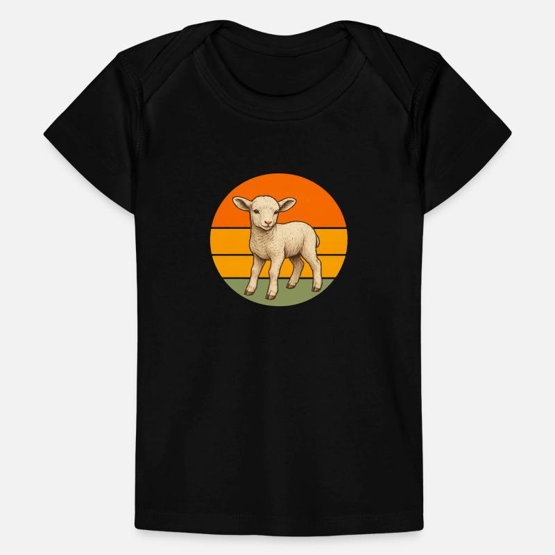 Lamm im Retro Sunset Circle Baby Premium Organic T-Shirt