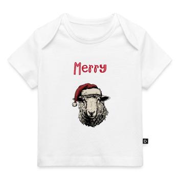 Merry Sheepmas Funny Sheep Christmas Motif - Baby Premium Organic T-shirt - dark navy - Front