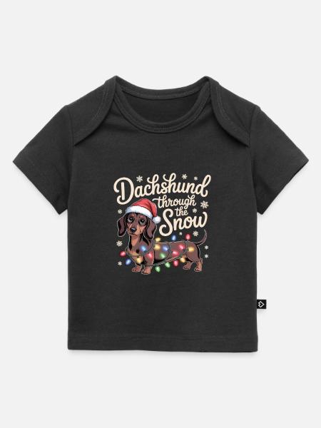 Weihnachtsdackel durch den Schnee - Baby Premium Organic T-Shirt - Schwarz