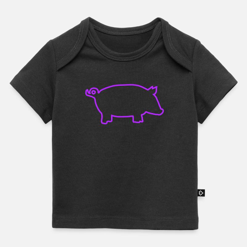 Illustration de contour de cochon néon - T-shirt Premium bébé bio - noir