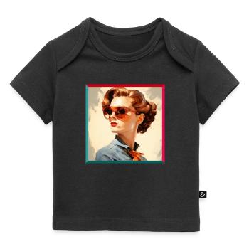 Retro Woman in Orange Eyeglasses - Baby Premium Organic T-shirt - black - Front