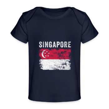Singapur Flagge Vintage Singapur Flagge - Baby Premium Organic T-Shirt - Dunkelnavy - Vorne