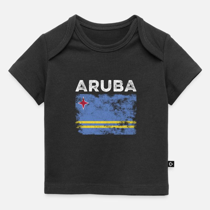 Drapeau d’Aruba en détresse - Drapeau d’Aruba - T-shirt Premium bébé bio - noir