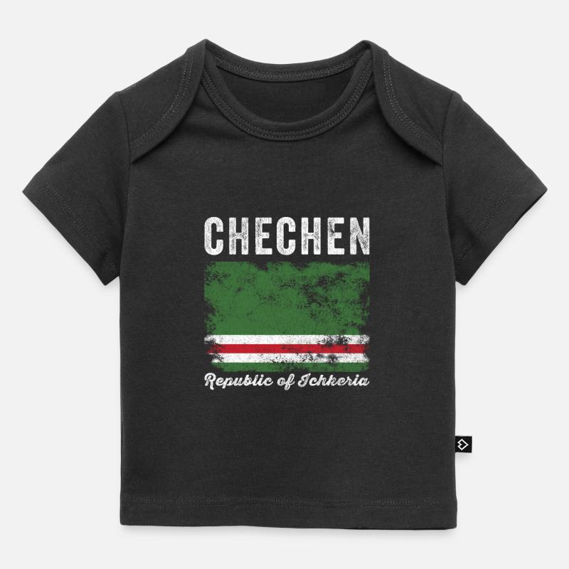 Drapeau tchétchène en détresse - Drapeau du Caucase - T-shirt Premium bébé bio - noir