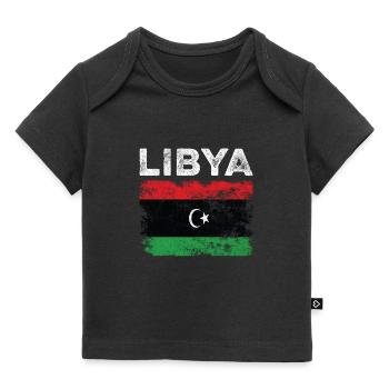 Libya Flag Distressed - Libysche Flagge - Baby Premium Organic T-Shirt - Schwarz - Vorne