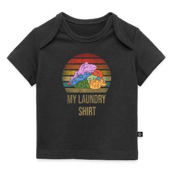 Journée de blanchisserie Pile de vêtements Retro Sunset - T-shirt Premium bébé bio - noir - Devant