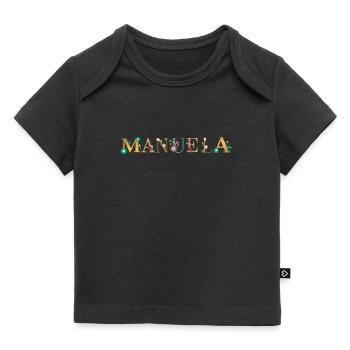 MANUELA name decorated with flowers - Baby Premium Organic T-shirt - black - Front